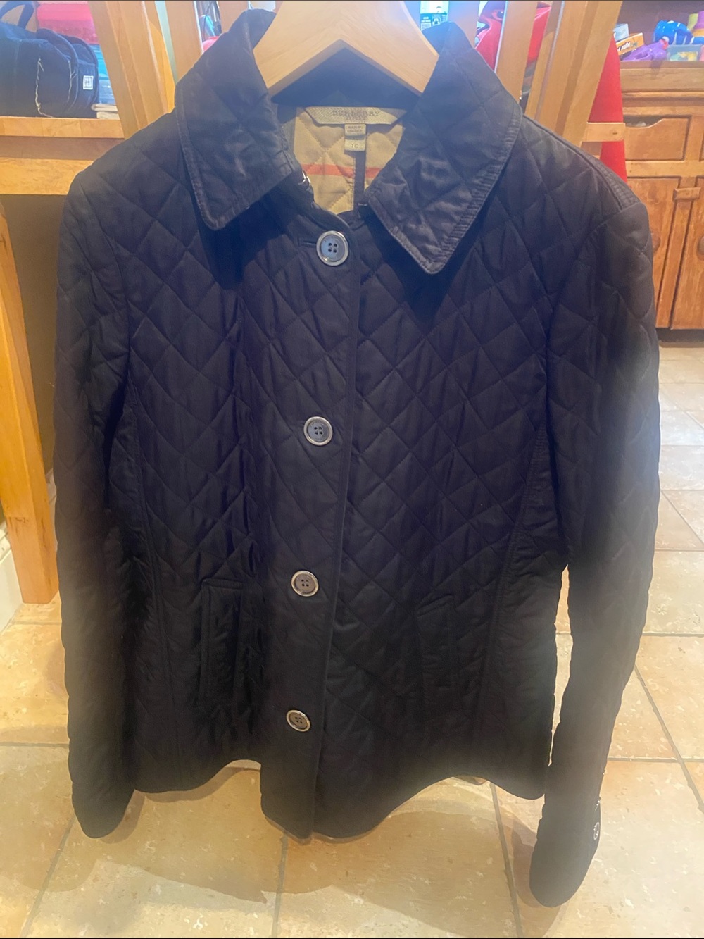 Burberry Black Quilted Button-Front Women's Puffer Jacket